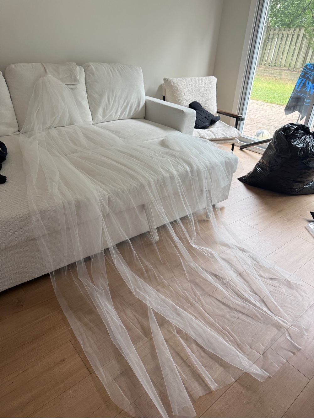 White Bridal Veil Tulle Overlay for Home Bedding